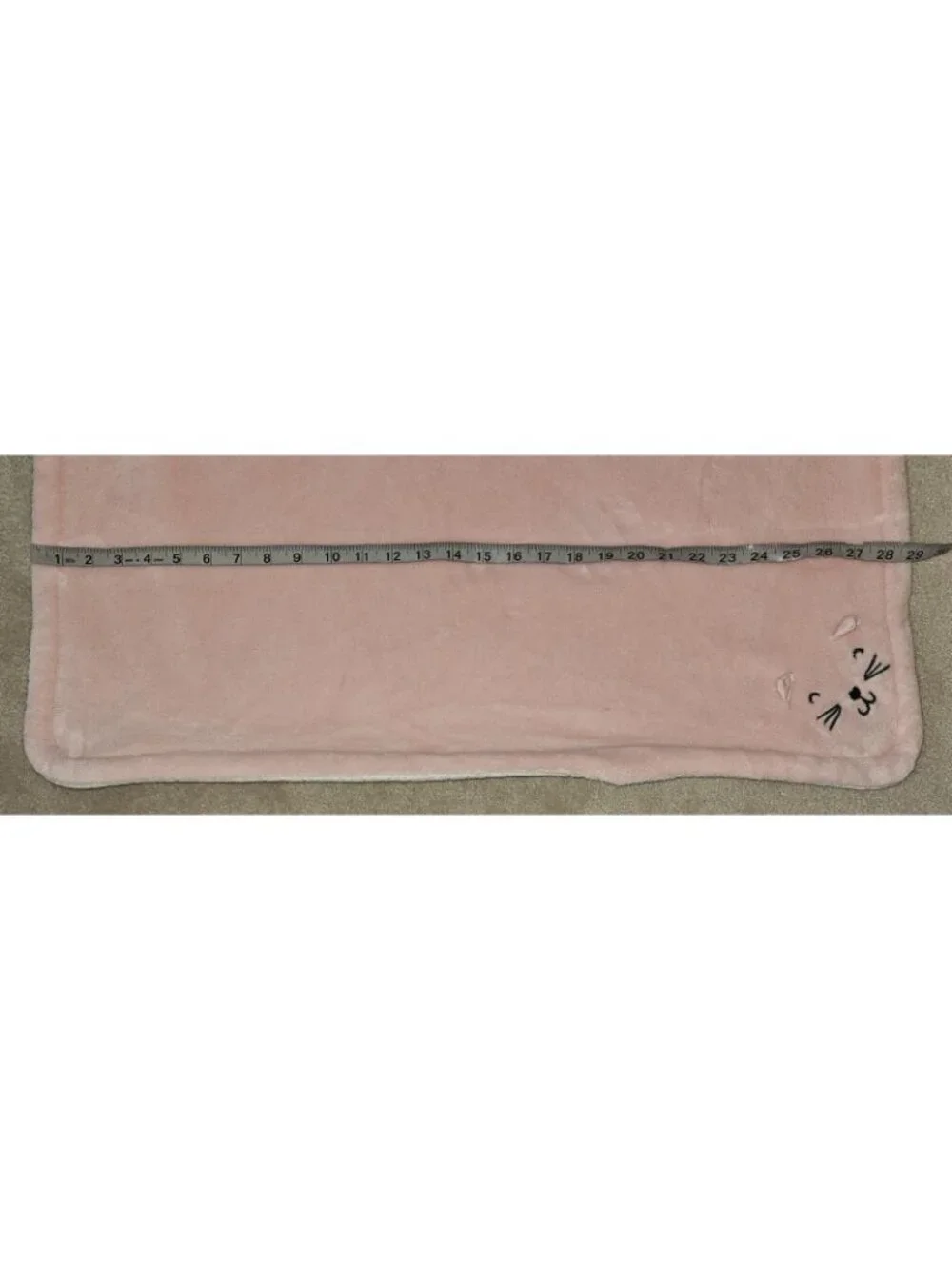 Carter's Pink Kitty Cat Face Fleece Baby Blanket White Sherpa Soft 29